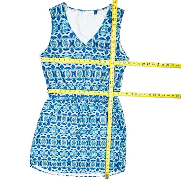Cabana Life Dress Preppy Blue Geo Cinche/Adjustable/Waist UPF 50+ Cover-Up Sz L - Picture 9 of 12